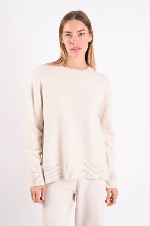 MAGLIONE GIROCOLLO CON DETTAGLI A ROMBI