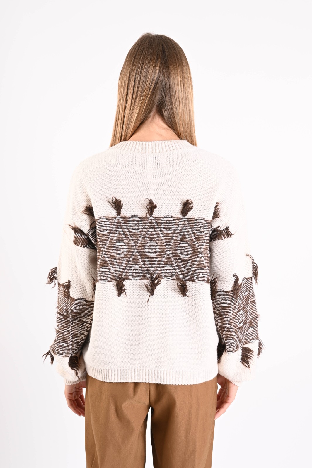 MAGLIONE JACQUARD CON FRANGE - immagine 3