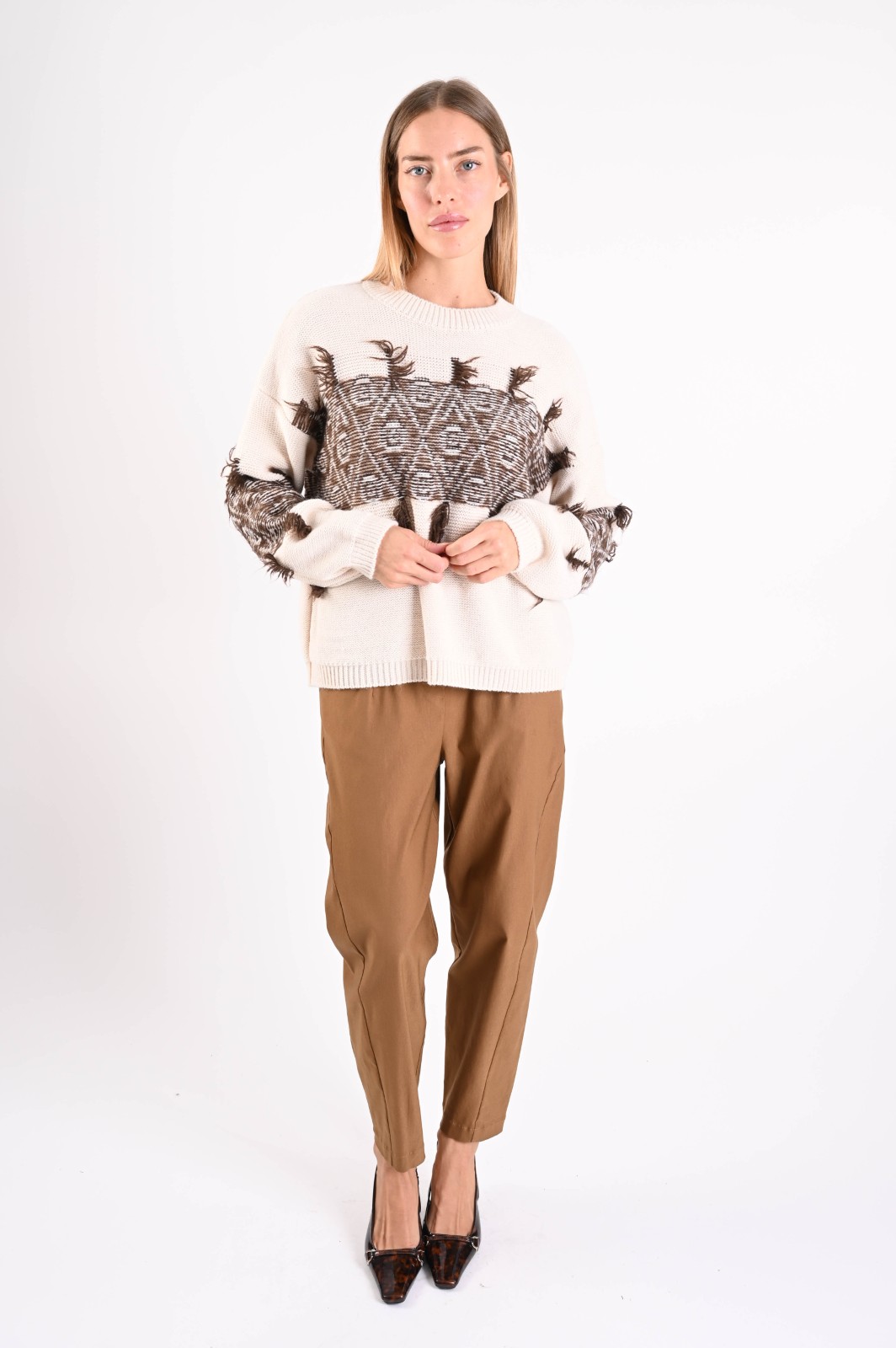 MAGLIONE JACQUARD CON FRANGE - immagine 4