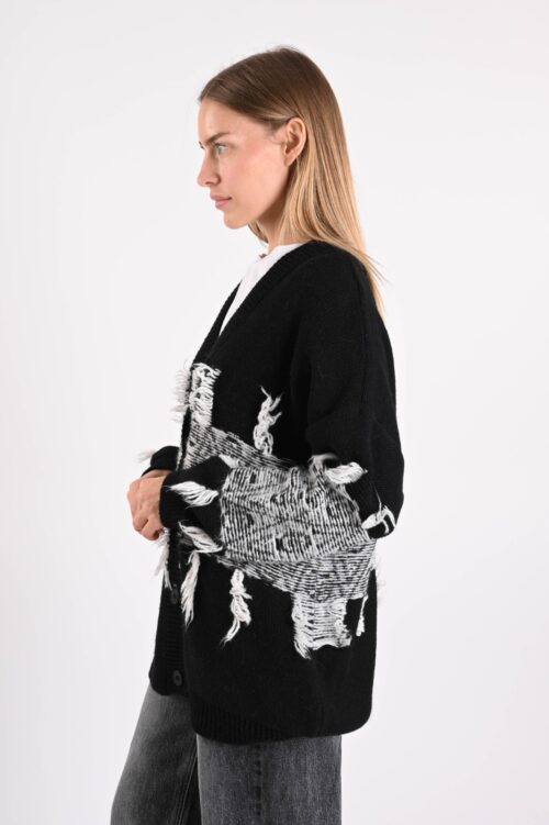 Alternative view of CARDIGAN JACQUARD CON FRANGE