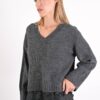 MAGLIONE CON SCOLLO A V E INSERTO IN PIZZO SUL FONDO - immagine 2