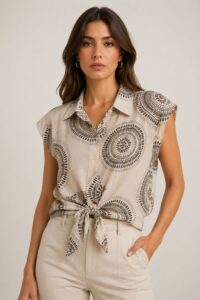 CAMICIA SMANICATA CON STAMPA GRAFICA