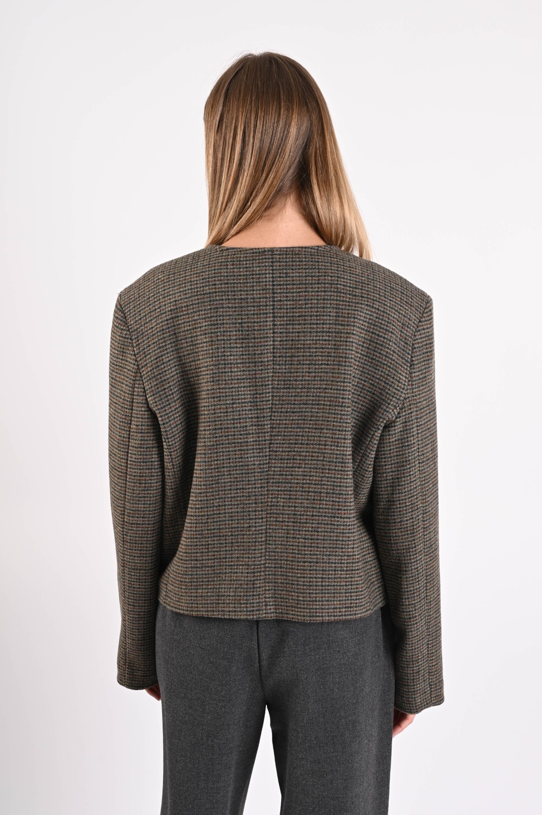 GIACCA CORTA IN MISTO LANA CON SPILLE DECORATIVE - Image 3