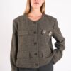 GIACCA CORTA IN MISTO LANA CON SPILLE DECORATIVE - Image 4