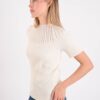 MAGLIA A MANICHE CORTE CON EFFETTO SEMITRASPARENZA AL COLLO - immagine 2