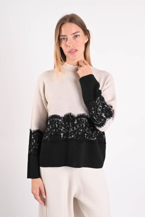 MAGLIA CON INSERTI IN PIZZO