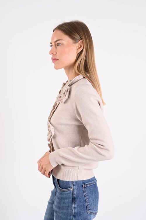 Alternative view of CARDIGAN CON VOLANT E FIORI APPLICATI