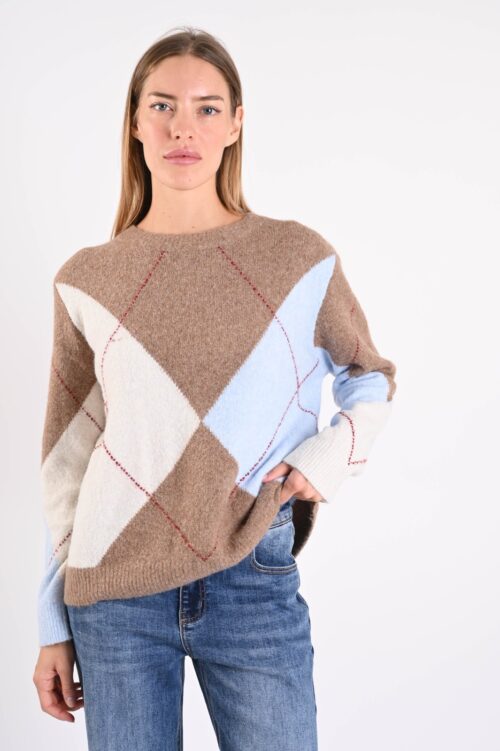 MAGLIONE GIROCOLLO CON FANTASIA ROMBI