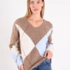 MAGLIONE SCOLLO A V CON FANTASIA ROMBI