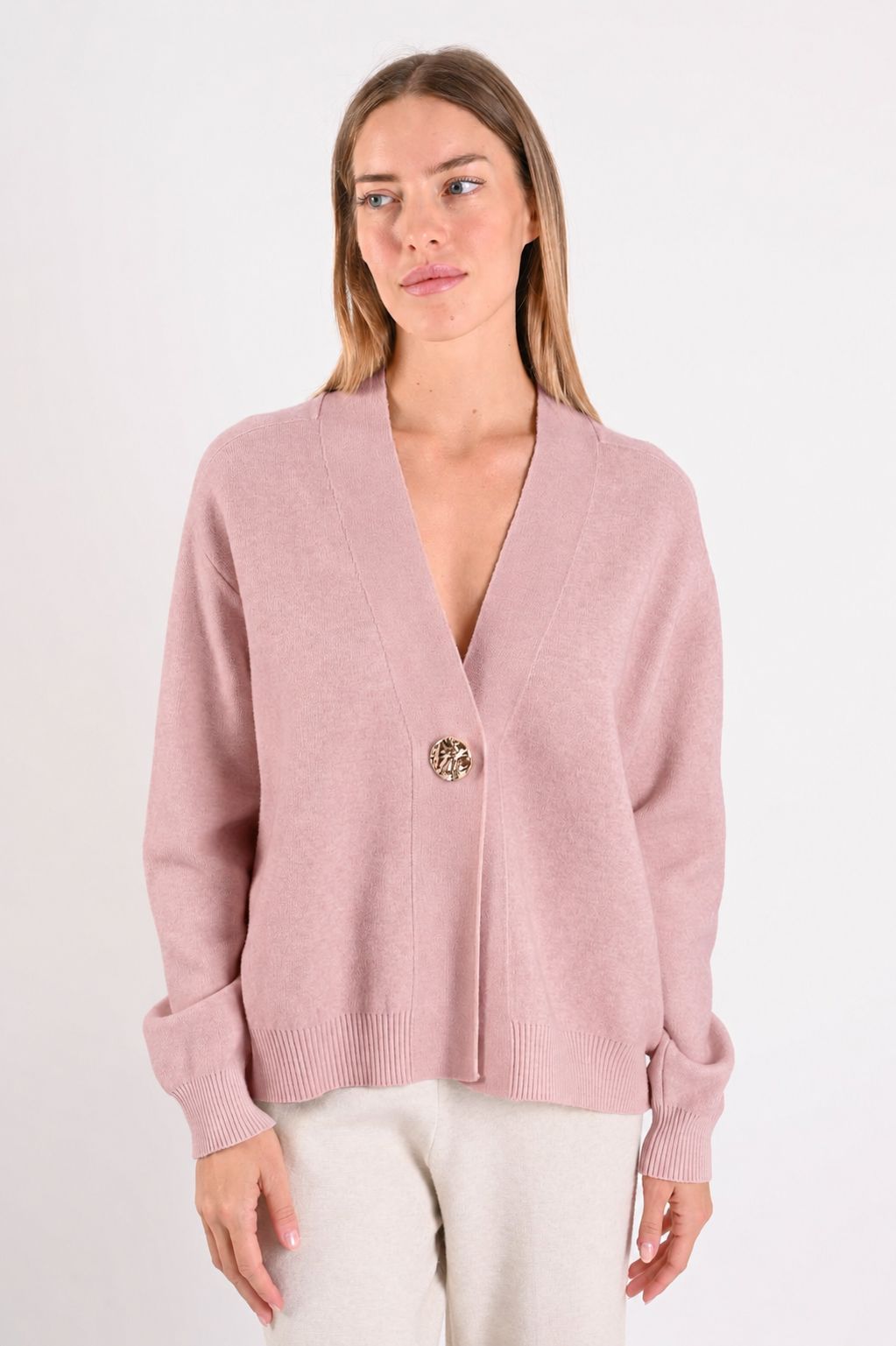 a03d440c-aa3a-4595-954f-b98509be4c42 CARDIGAN CORTO CON BOTTONE - Rosa, TU