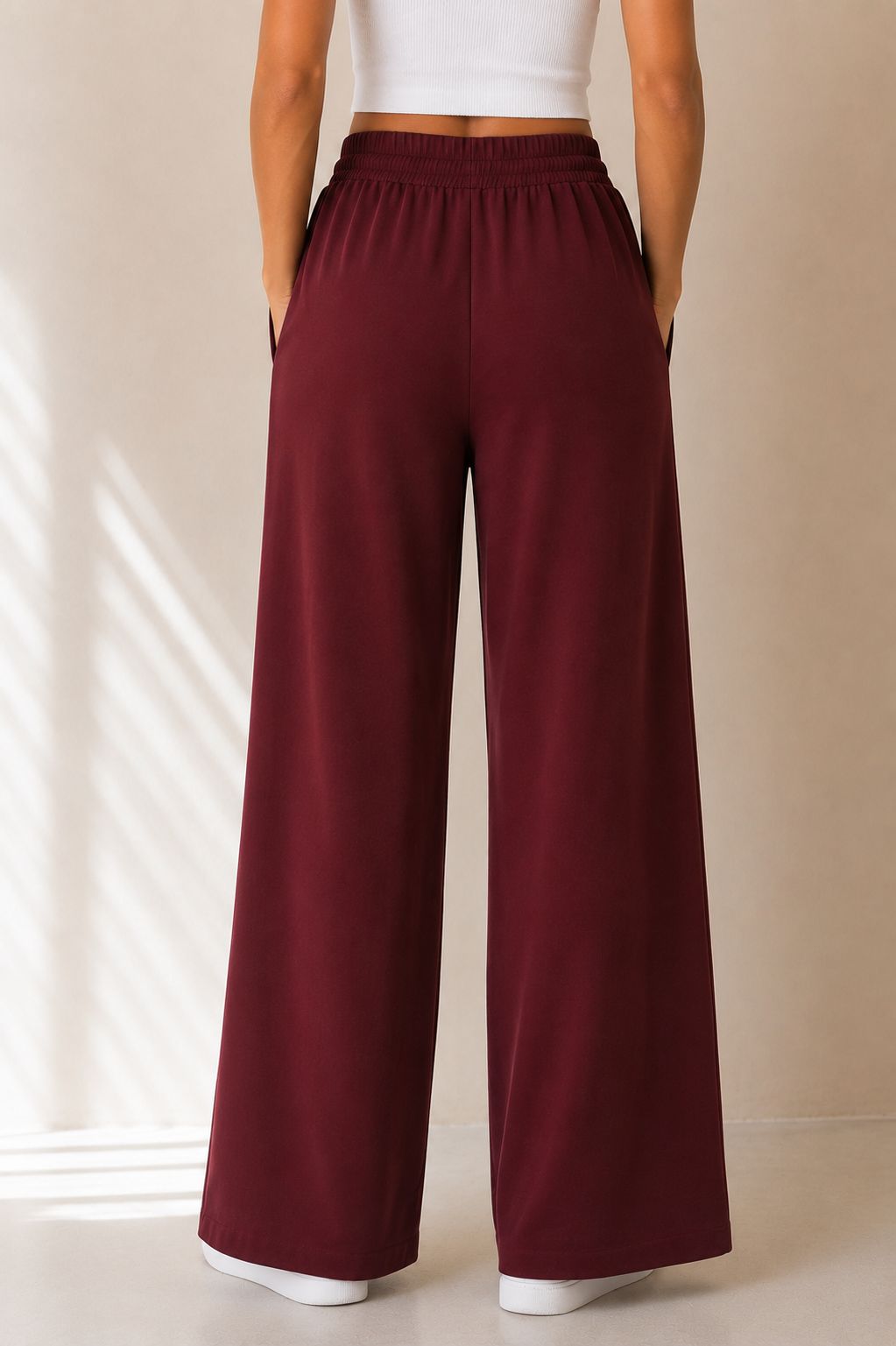 PANTALONE PALAZZO IN TESSUTO MORBIDO EFFETTO TUTA - immagine 3