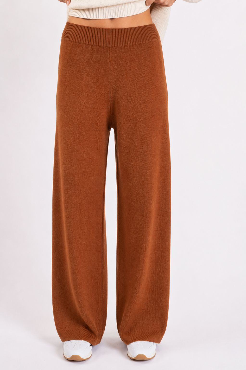 e09103c2-d299-4152-8807-24f0c2fa21a2 PANTALONI A PALAZZO IN MAGLIA - Moka, TU