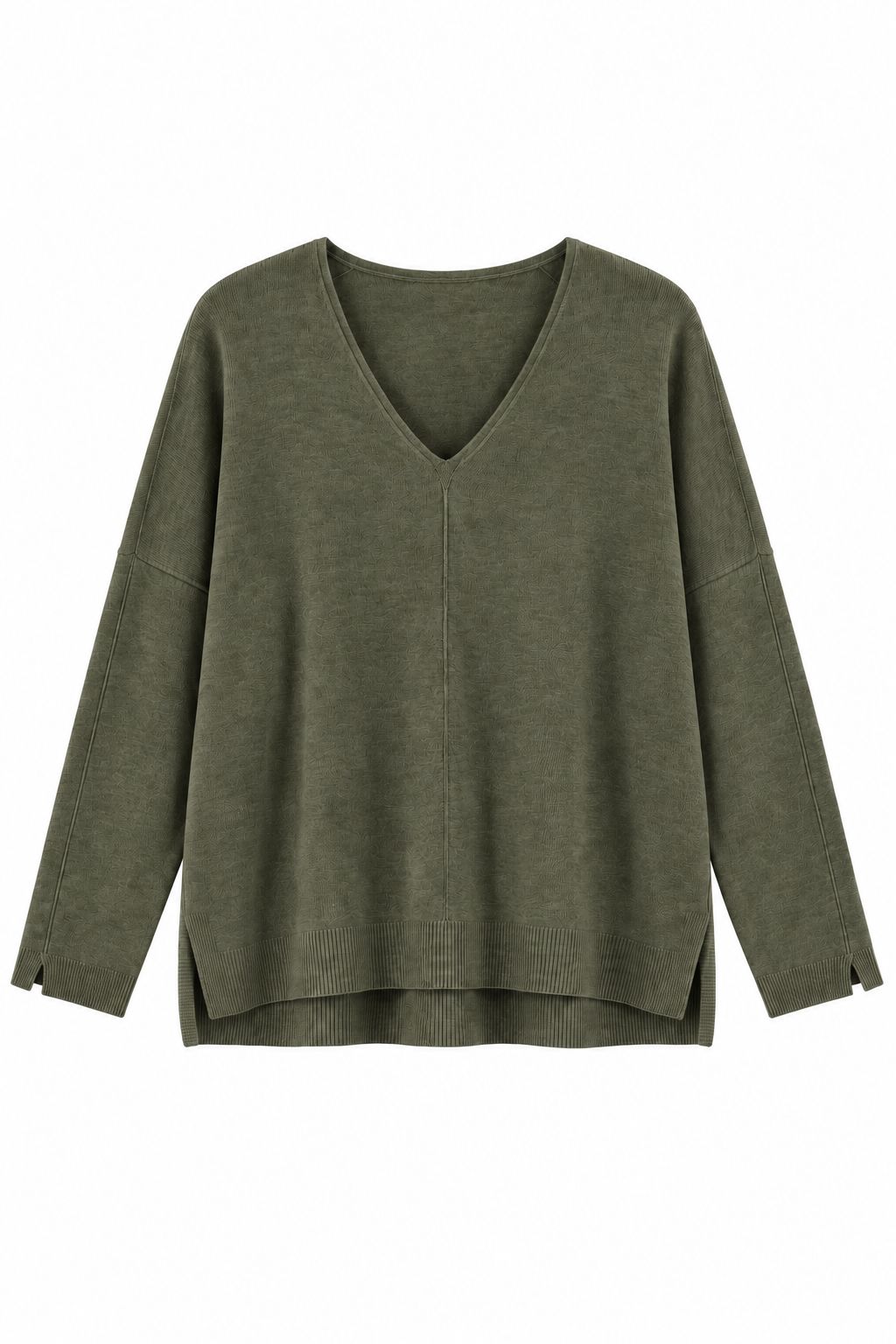 fd08cdd7-6d8a-4d9c-9bd8-a2a12d2bcf9a MAGLIA SCOLLO A V CON DETTAGLIO CUCITURA CENTRALE - Militare, TU