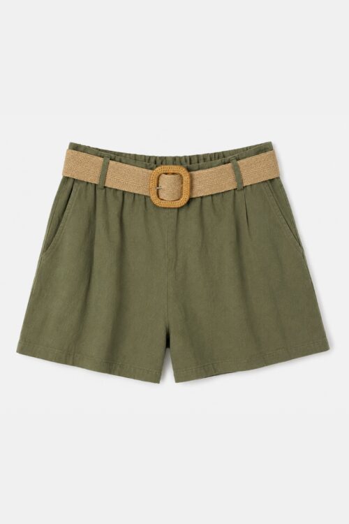 Alternative view of SHORTS IN MISTO LINO CON CINTURA