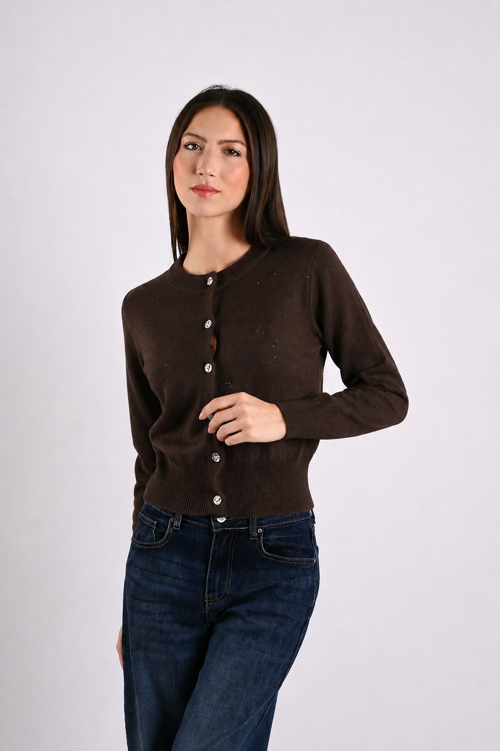 moro CARDIGAN CON MICROPAILLETTES E BOTTONI EFFETTO MARTELLATO - Moro, TU