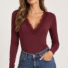 BODY A MANICHE LUNGHE CON SCOLLO A V IN PIZZO
