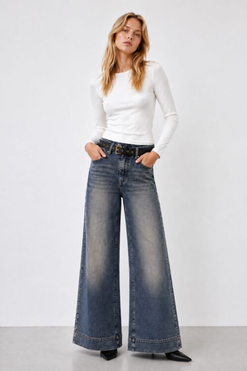 JEANS CULOTTE CON CINTURA