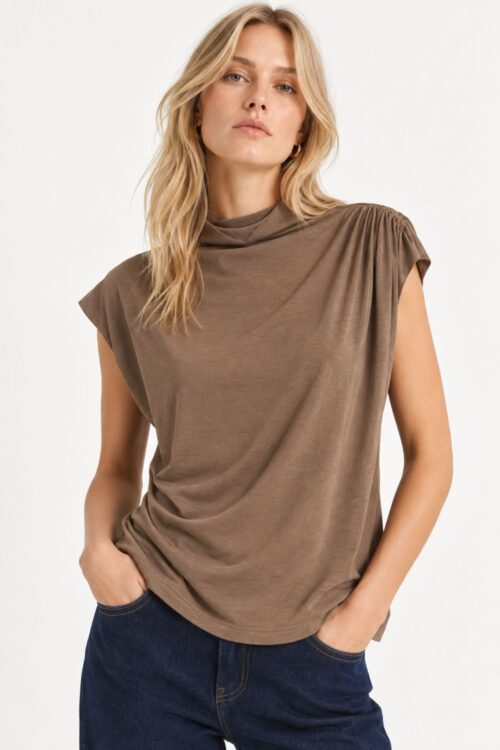 TOP DRAPPEGGIATO CON COLLO ALTO