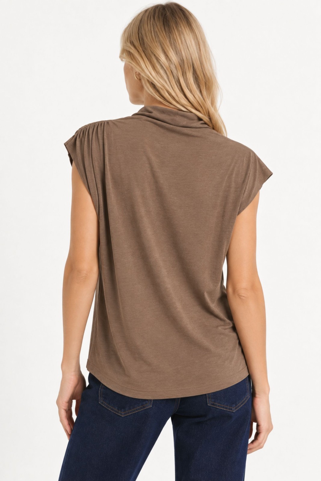 TOP DRAPPEGGIATO CON COLLO ALTO - immagine 3