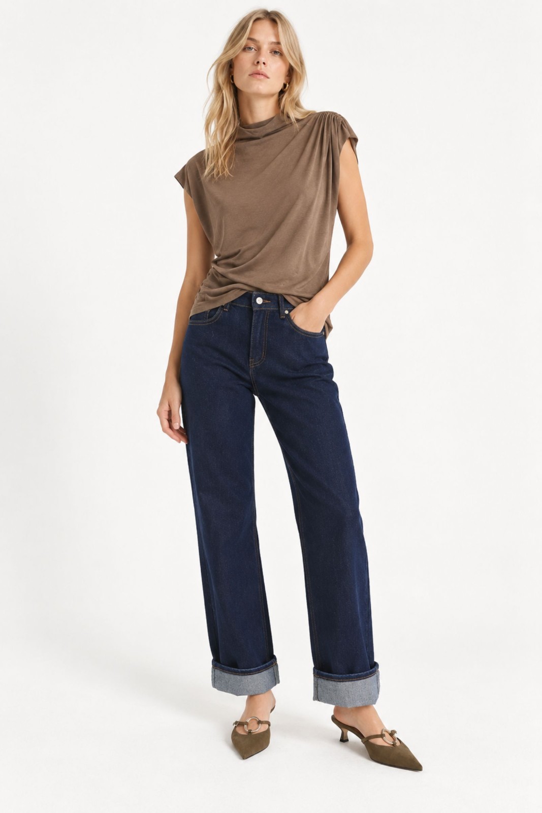 TOP DRAPPEGGIATO CON COLLO ALTO - immagine 4