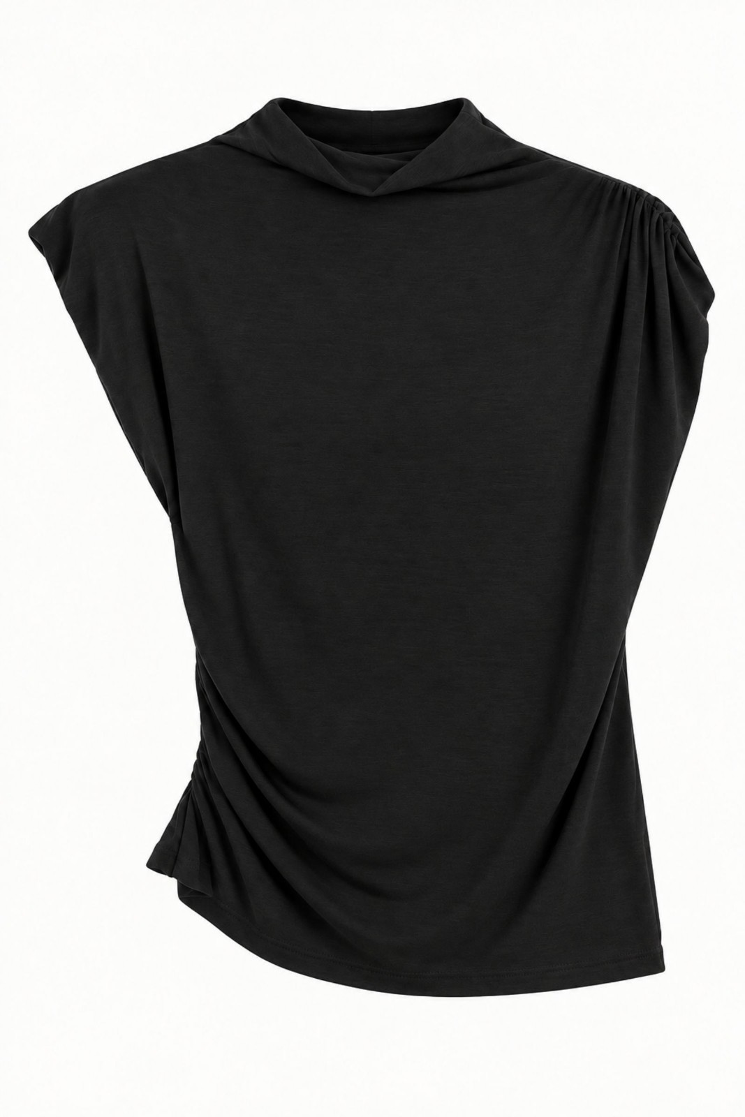 17 TOP DRAPPEGGIATO CON COLLO ALTO - Nero, TU
