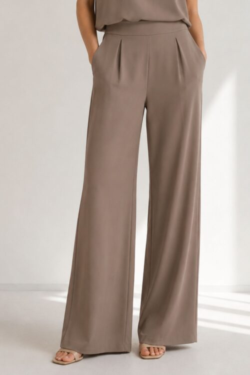 PANTALONE A PALAZZO CON ELASTICO IN VITA IN CADY