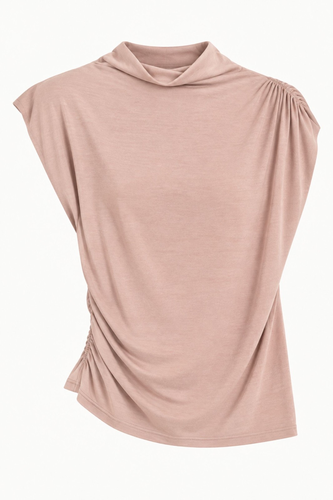 18 TOP DRAPPEGGIATO CON COLLO ALTO - Beige, TU