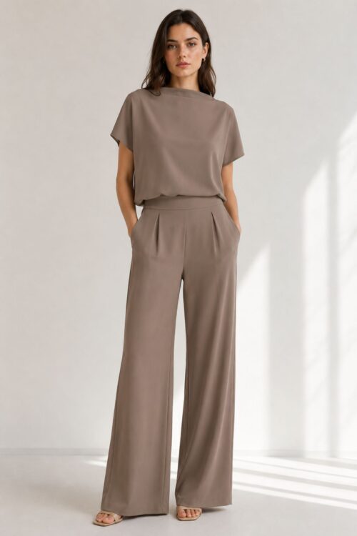 Alternative view of PANTALONE A PALAZZO CON ELASTICO IN VITA IN CADY