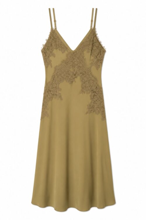 Alternative view of ABITO IN SATIN CON INSERTI IN PIZZO