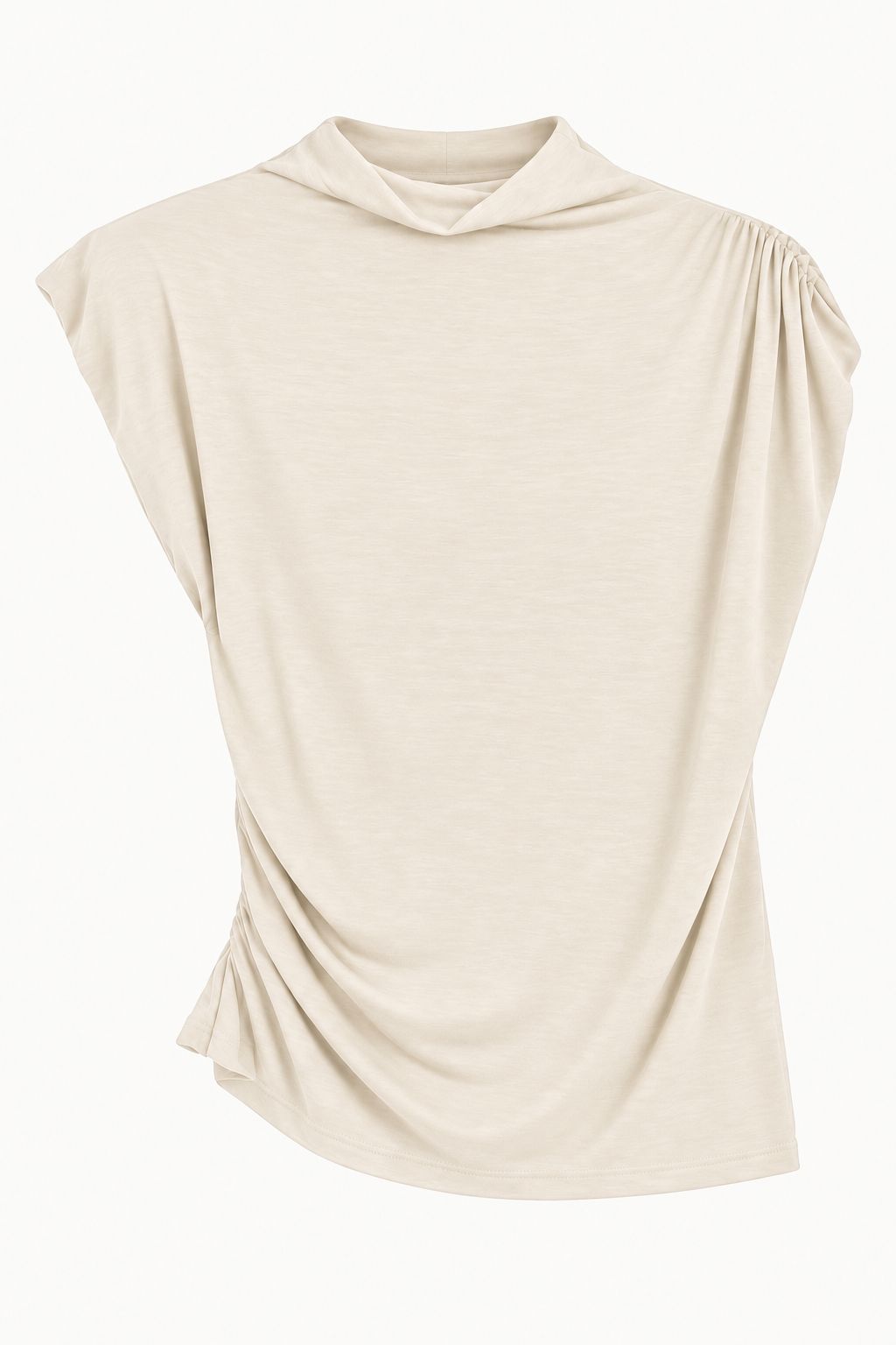 30b576b4-d5b2-4a3d-8e55-066c62110a73 TOP DRAPPEGGIATO CON COLLO ALTO - Panna, TU