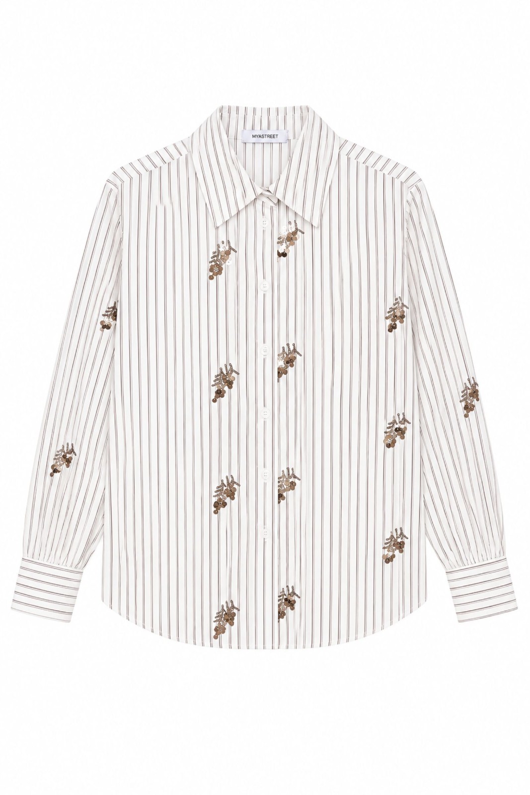 36 CAMICIA GESSATA CON PAILLETTES RICAMATE - Beige, S