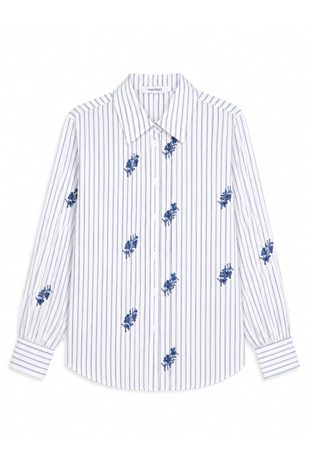 37 CAMICIA GESSATA CON PAILLETTES RICAMATE - Blu, S