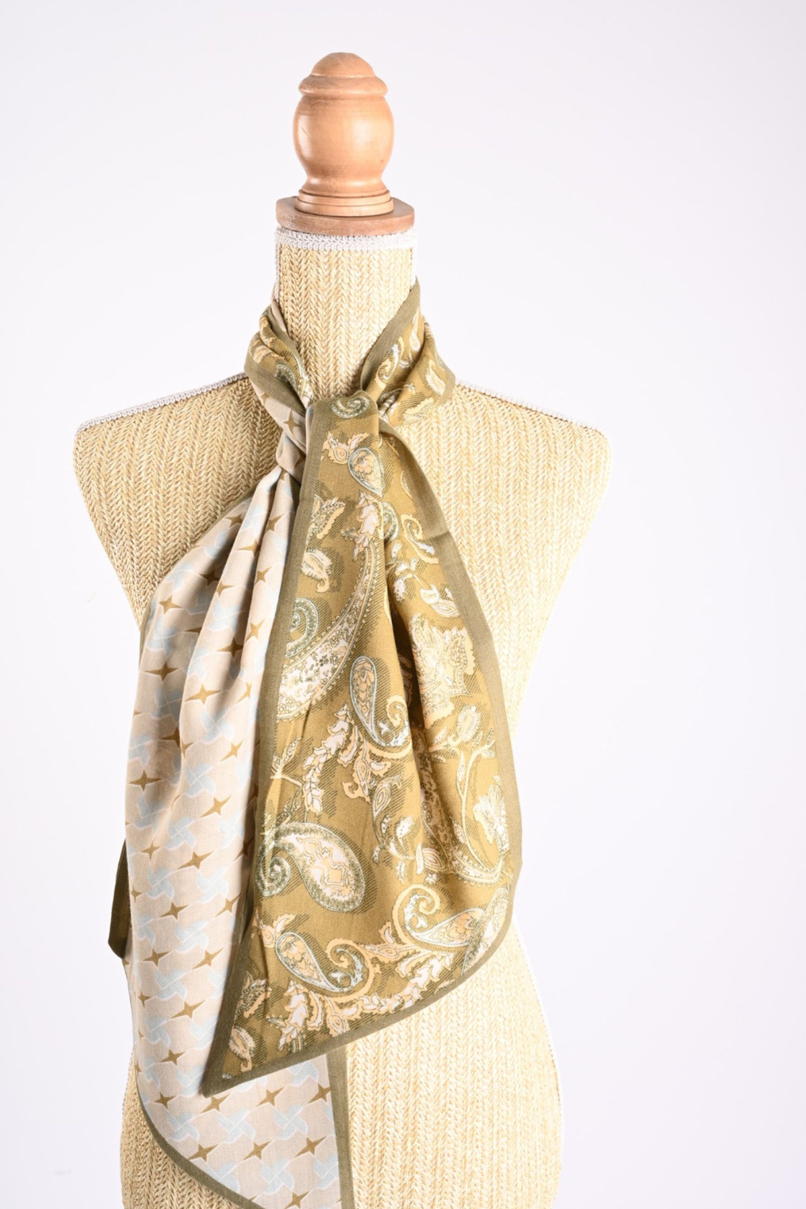 38 SCIARPA DOUBLE FACE FANTASIA PAISLEY - Verde, TU