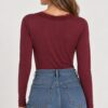 BODY A MANICHE LUNGHE CON SCOLLO A V IN PIZZO - immagine 4