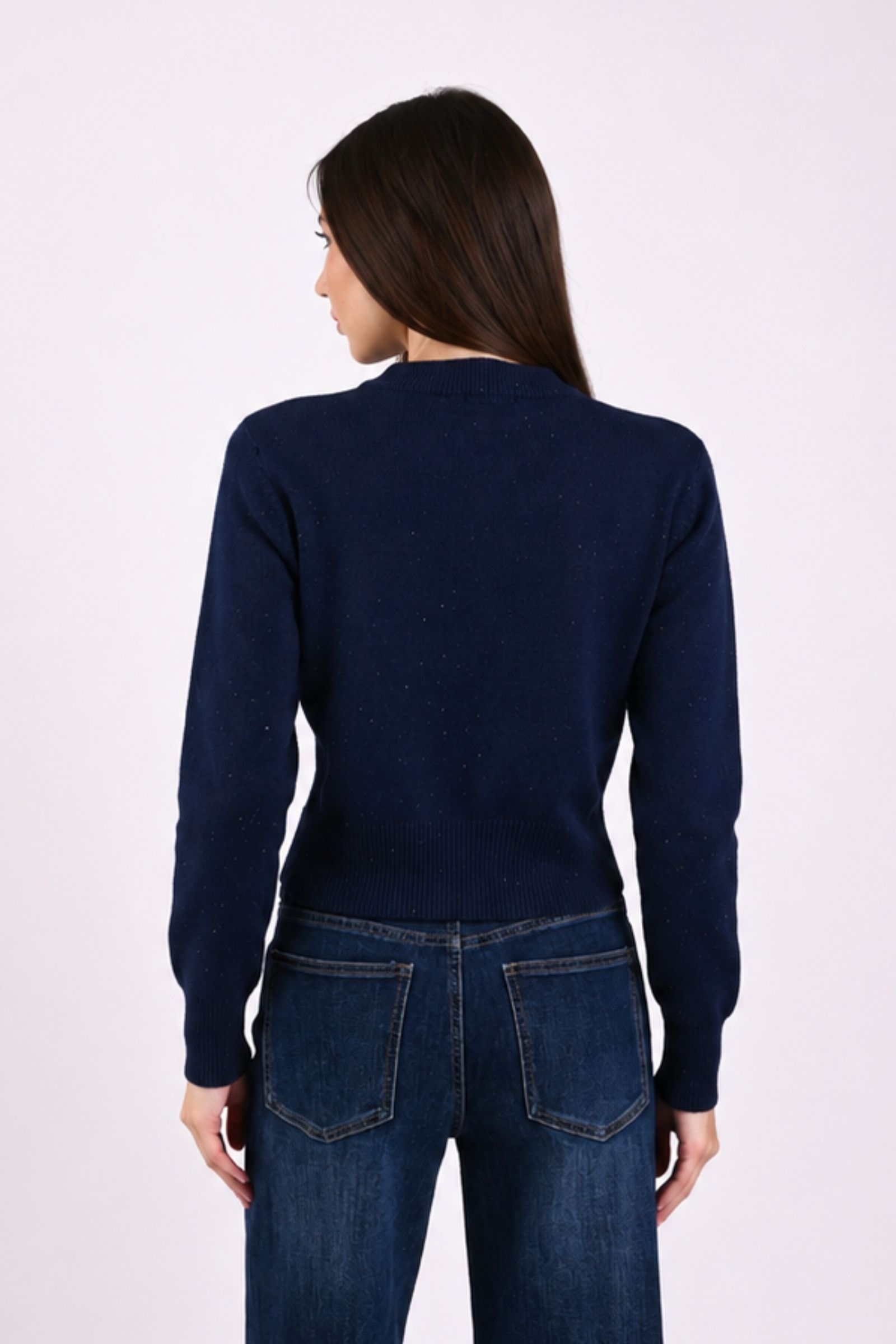 CARDIGAN CON MICROPAILLETTES E BOTTONI EFFETTO MARTELLATO - immagine 3