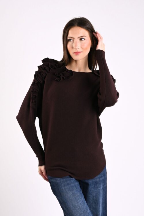 MAGLIA CON DECORAZIONI VOLANT SULLE SPALLE