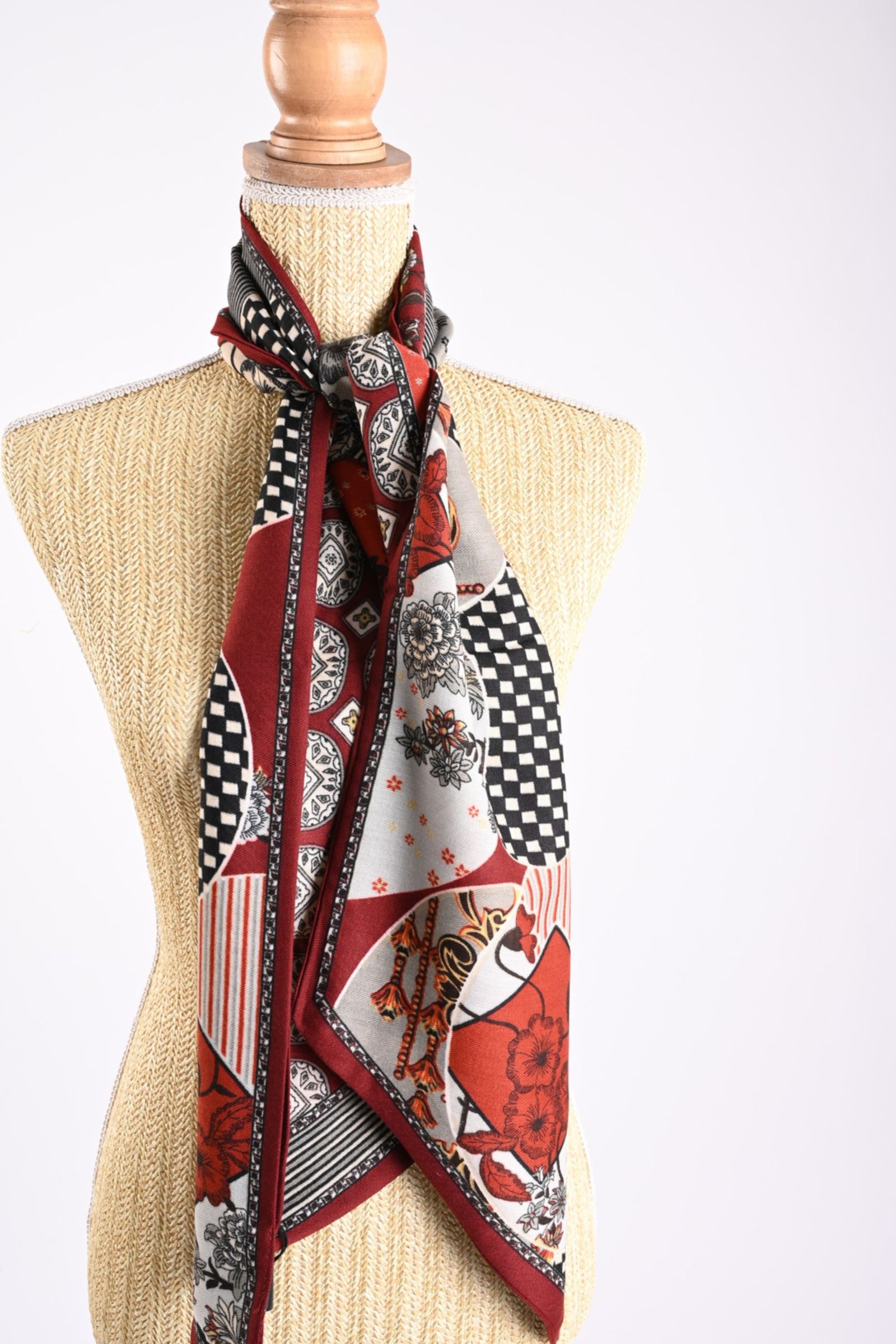 44 SCIARPA DOUBLE FACE FANTASIA PAISLEY - Rosso, TU