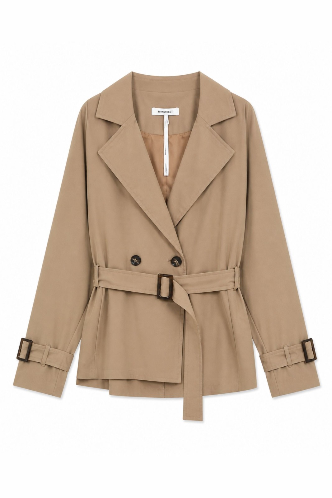 46 TRENCH CORTO DOPPIOPETTO CON CINTURA - Beige, S