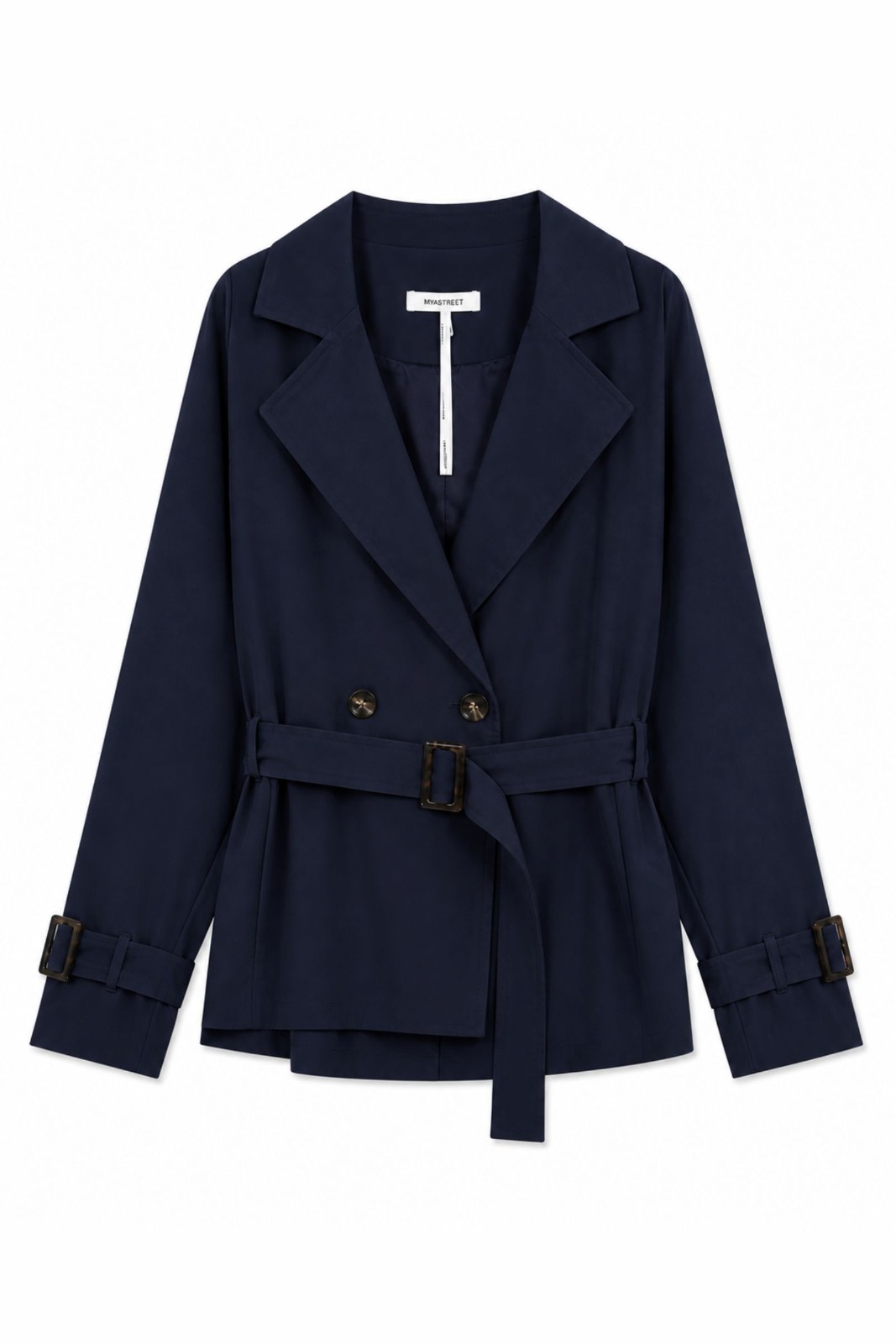 47 TRENCH CORTO DOPPIOPETTO CON CINTURA - Blu, S