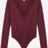 BODY A MANICHE LUNGHE CON SCOLLO A V IN PIZZO - immagine 5
