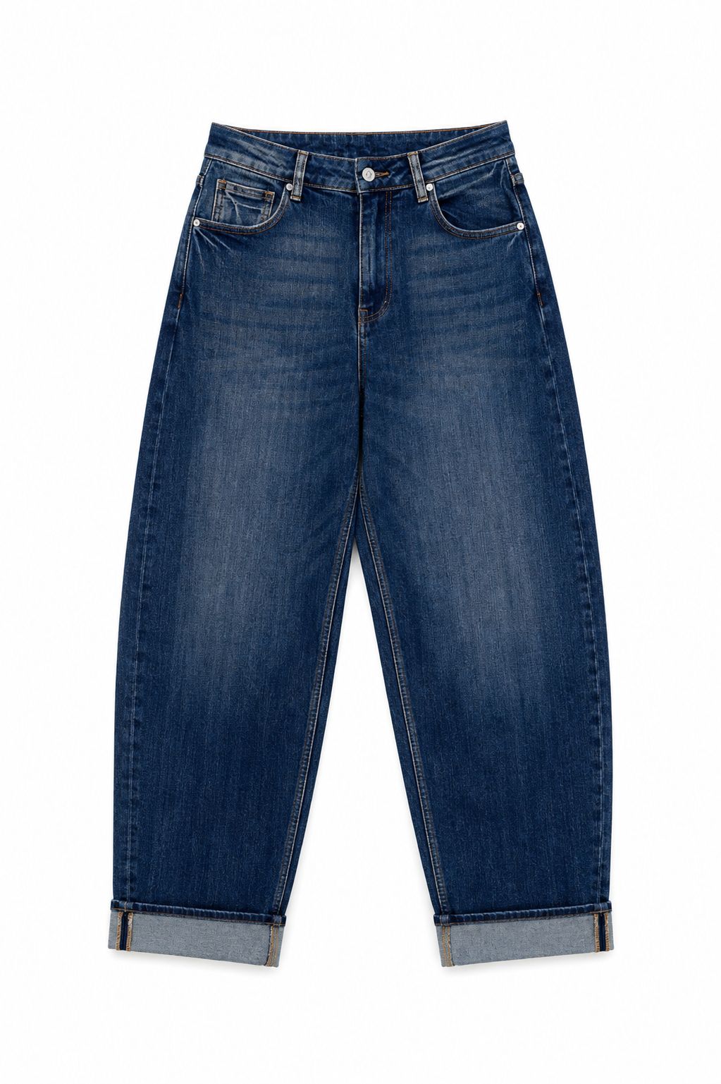 529a1f3d-4362-4524-b966-fbf2581d6159 JEANS CARROT FIT CON RIBALTA - Blu-jeans, XS