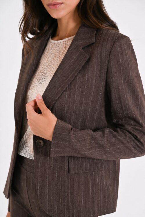GIACCA BLAZER GESSATA IN TESSUTO COMFORT