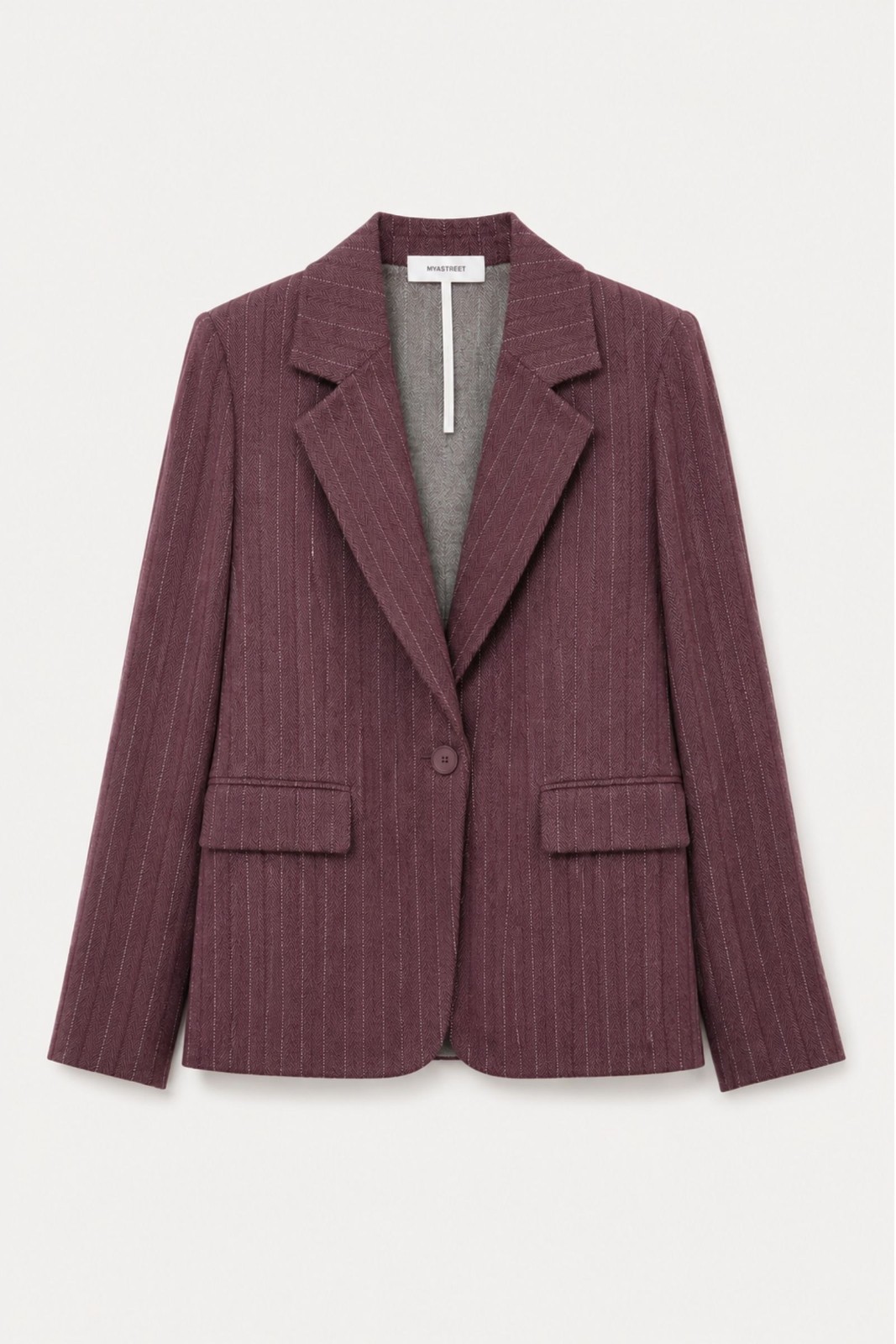 61 GIACCA BLAZER GESSATA IN TESSUTO COMFORT - Prugna, S