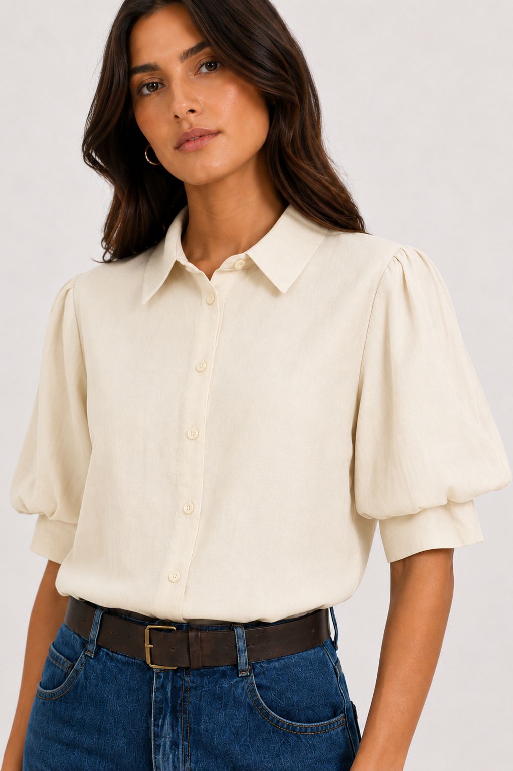 699b3c32-8539-465b-86de-21b6d0ae21cd CAMICIA CON MANICHE A SBUFFO - Burro, S