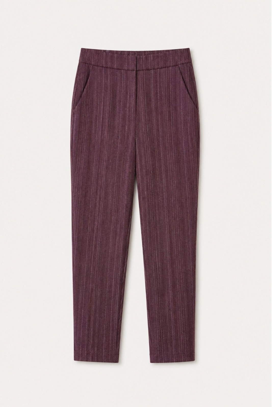 70 PANTALONE GESSATO IN TESSUTO COMFORT - Prugna, XS