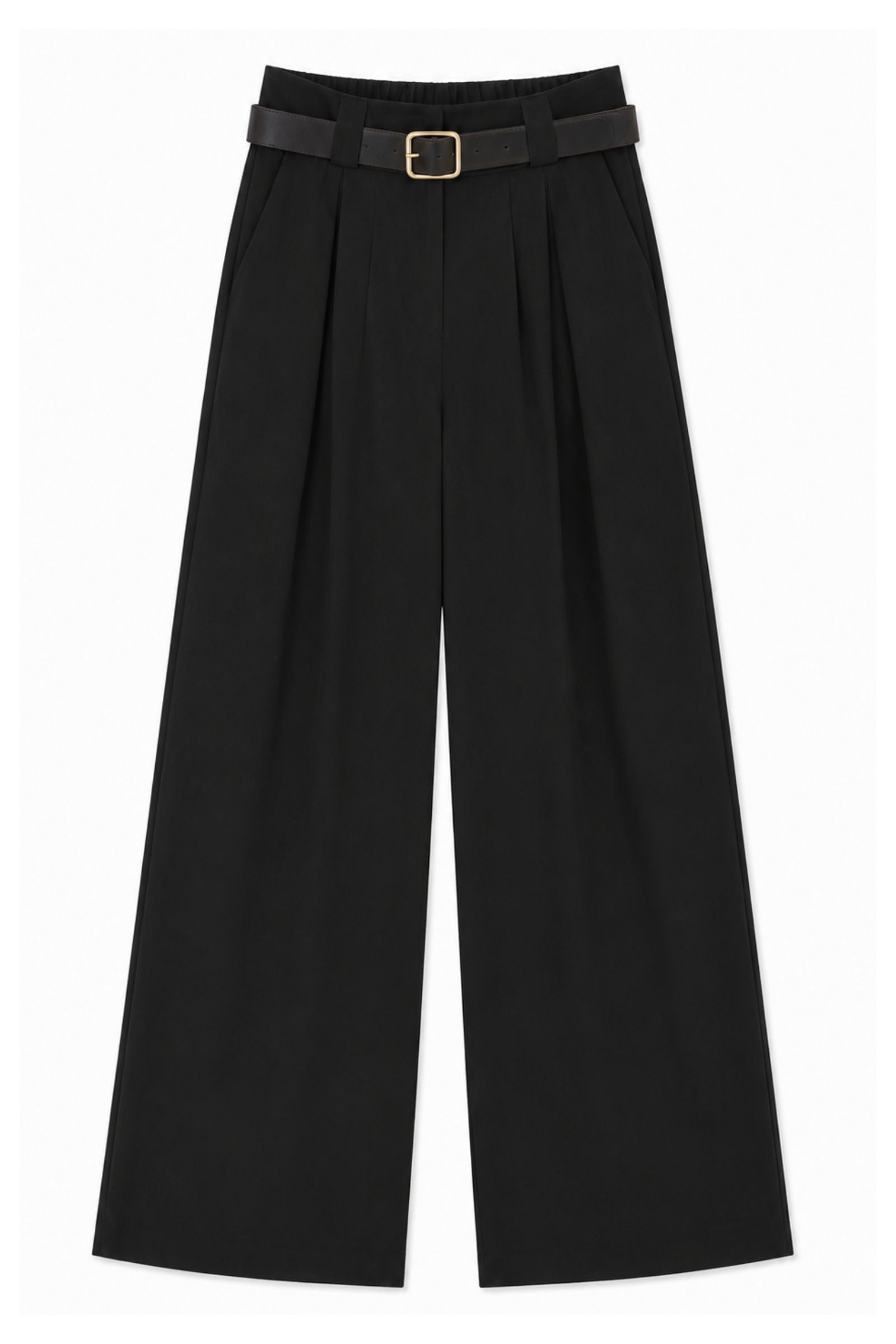 8 PANTALONI A PALAZZO CON CINTURA E PINCES - Black, S