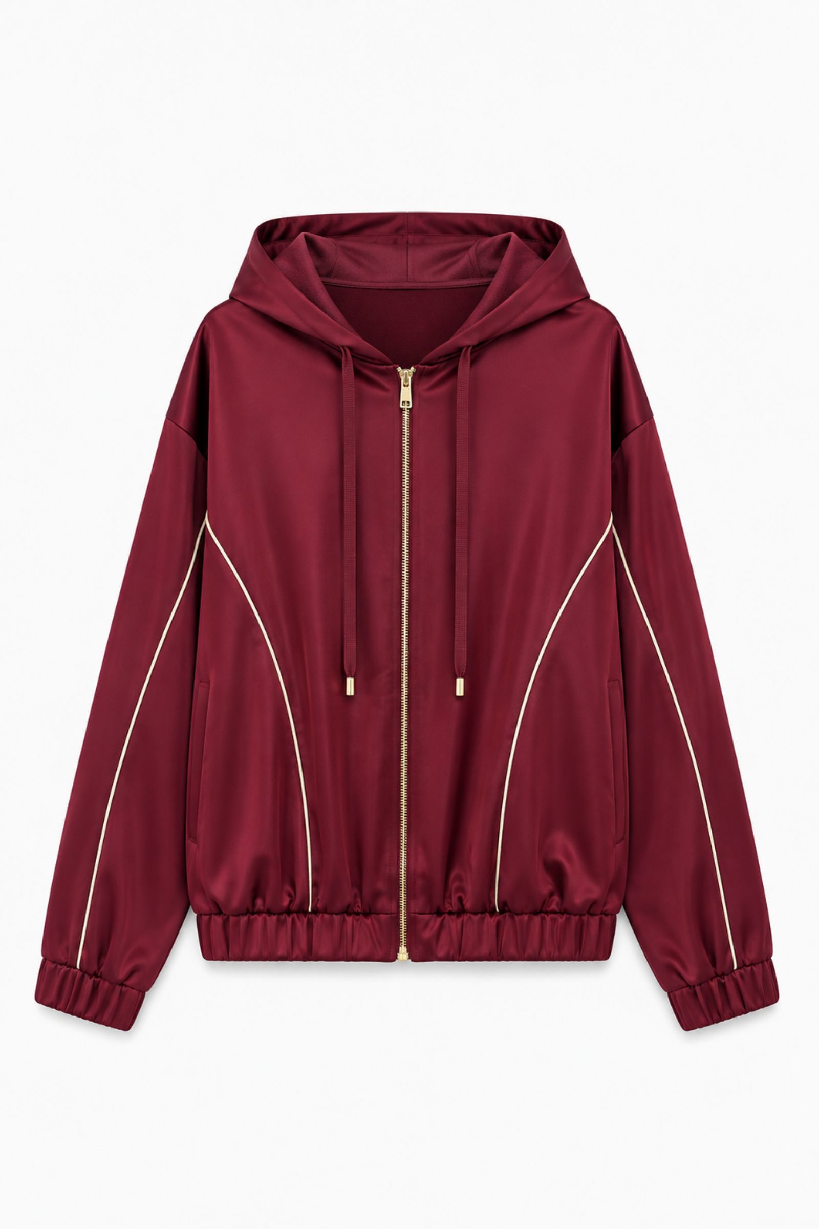 8 FELPA IN TESSUTO ACETATO CON CAPPUCCIO E ZIP - Vino, S