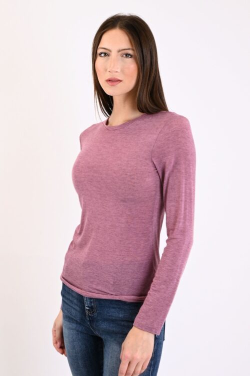 MAGLIA GIROCOLLO BASICA CON ORLI RIFINITI