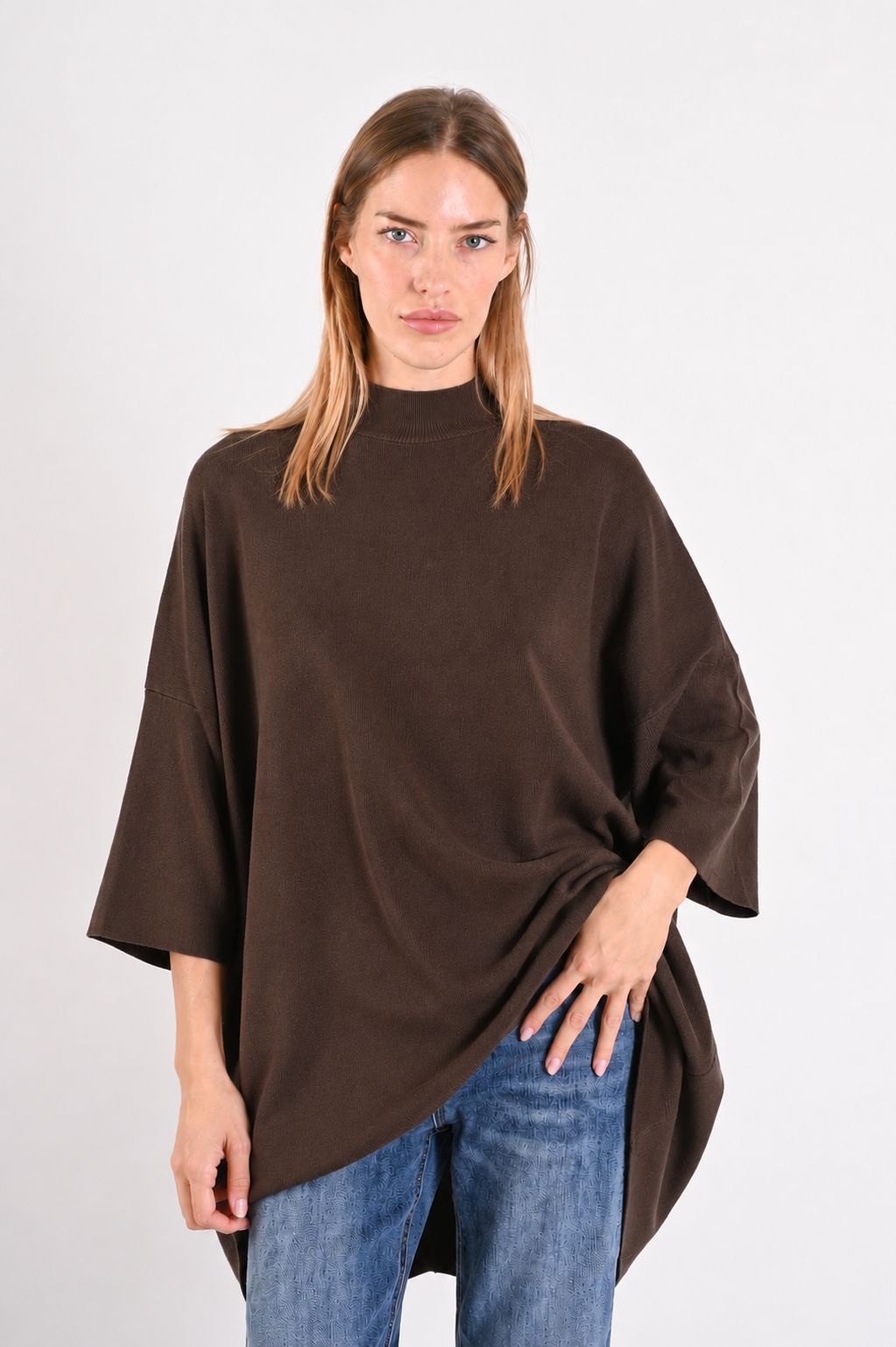 92ee7b37-61ef-4fe6-ad25-c865568a57b2 (1) MAGLIA LUNGA CON MANICHE A 3/4 - Moro, TU