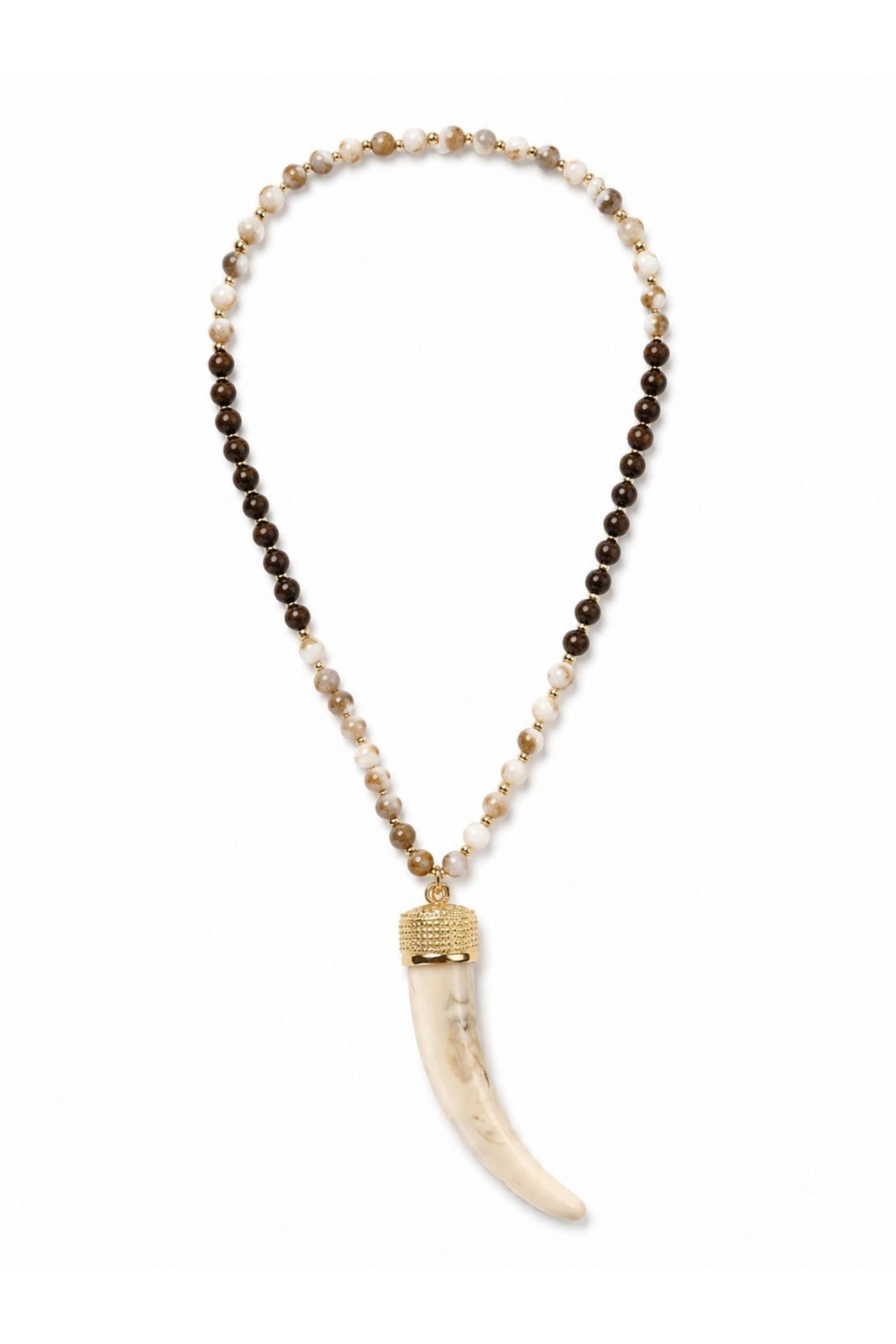COLLANA CON CIONDOLO CORNO E PIETRE - immagine 2